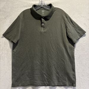 Uniqlo AIRism Cotton Pique Polo Shirt Olive Green Preppy Casual Men's Size XXL